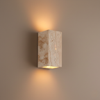 Natural Travertine Wall Light Sconce | Minimalist Design with Up-and-Down Glow | Waterproof for Indoor and Outdoor Spaces 1