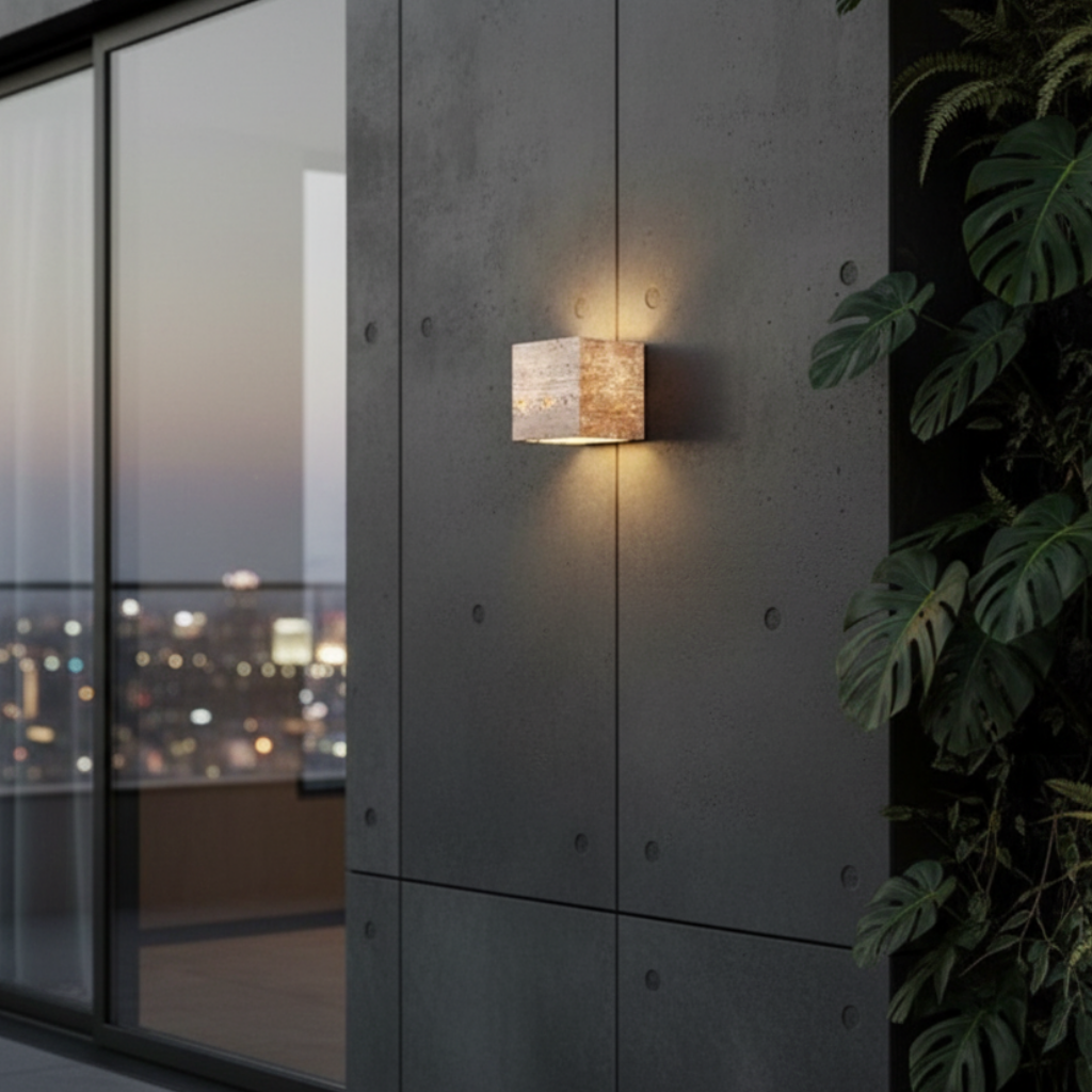 Natural Travertine Wall Light Sconce | Minimalist Design with Up-and-Down Glow | Waterproof for Indoor and Outdoor Spaces 2