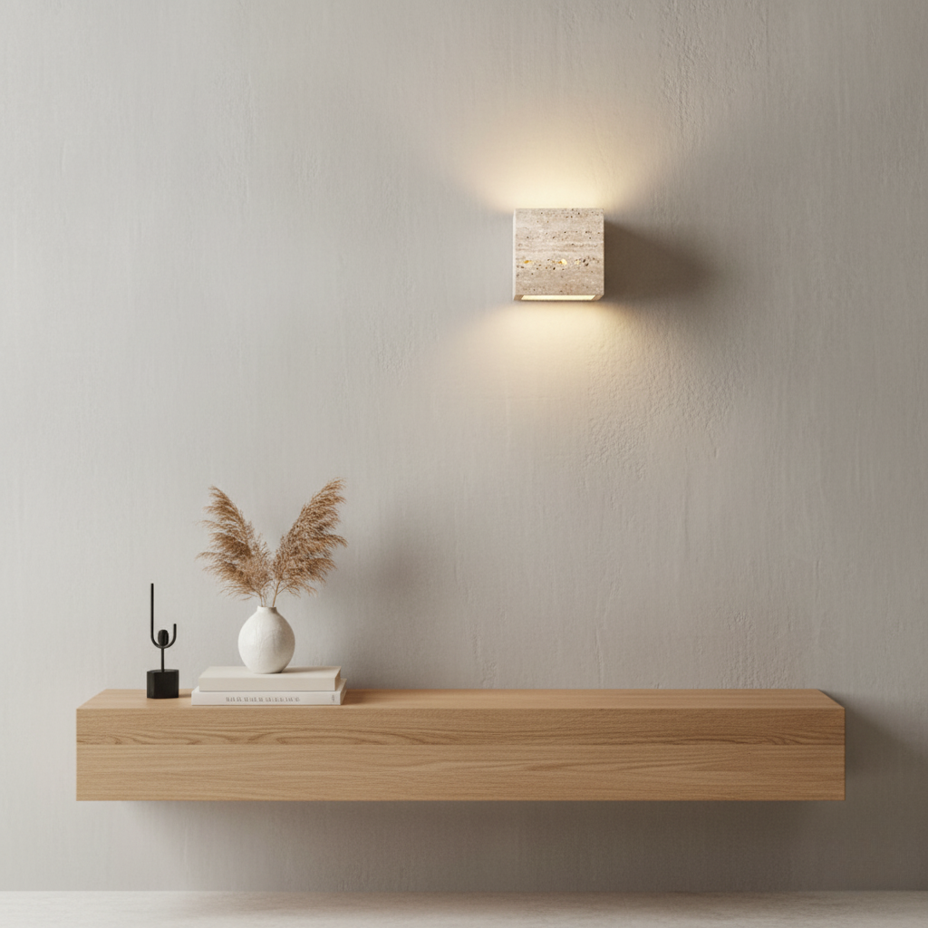 Natural Travertine Wall Light Sconce | Minimalist Design with Up-and-Down Glow | Waterproof for Indoor and Outdoor Spaces 8