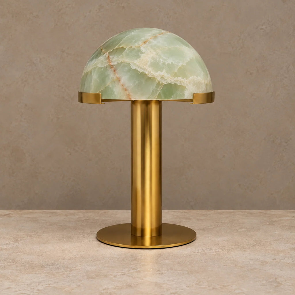 Onyx Collection | Green Onyx Table Lamp with Brass Base | Elegant Ambient Lighting for Living Rooms and Bedside 0