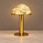 Onyx Collection | Green Onyx Table Lamp with Brass Base | Elegant Ambient Lighting for Living Rooms and Bedside 1