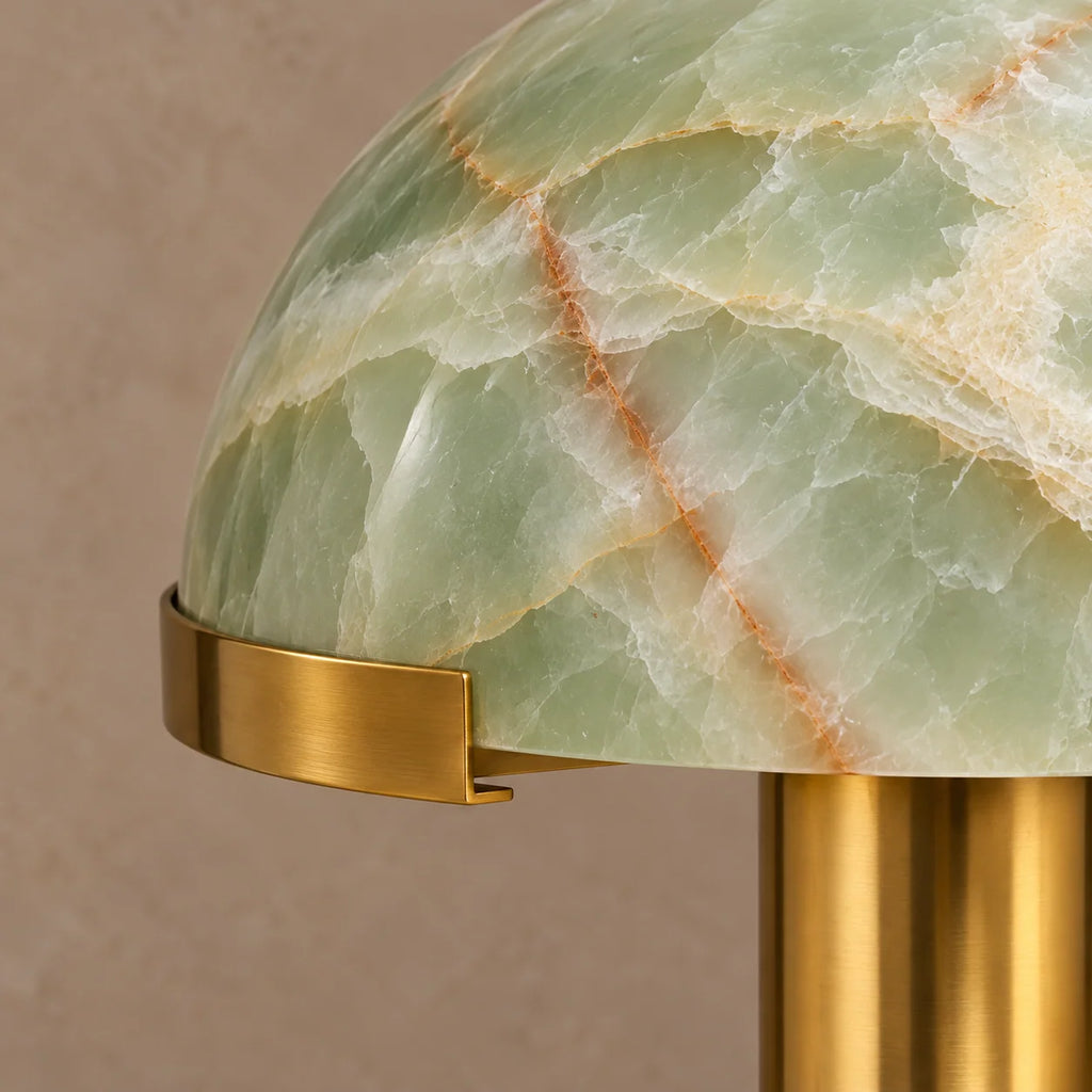 Onyx Collection | Green Onyx Table Lamp with Brass Base | Elegant Ambient Lighting for Living Rooms and Bedside 2