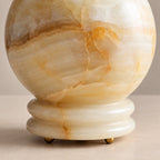 Onyx Globe Table Lamp with Brass Detailing | Elegant Bedside Lighting for Cozy Atmosphere 2