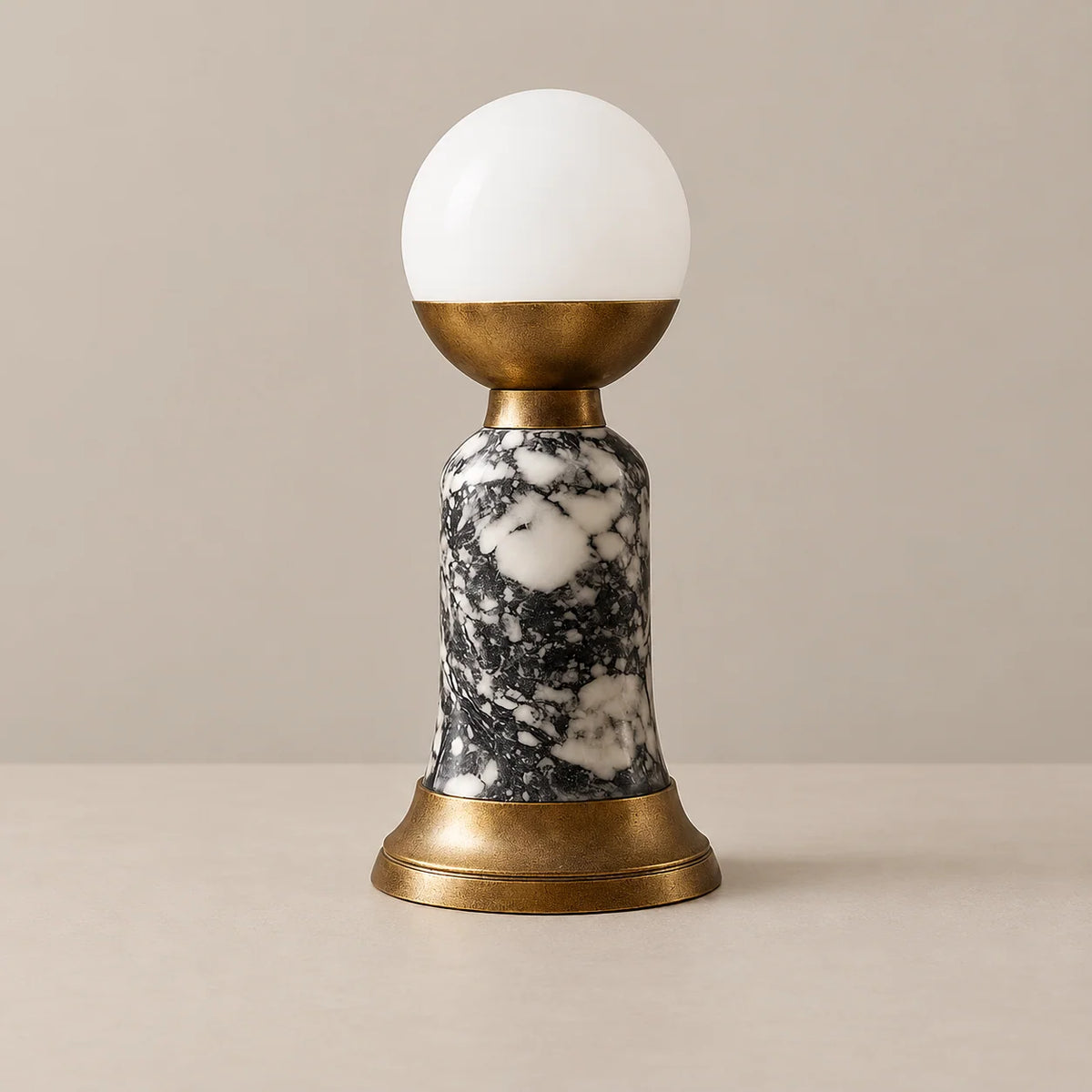 Opaline Collection | Grey Marble Table Lamp with Opaline Glass Diffuser | Compact Design for Bedside or Desk Use 0