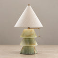 Pagoda Collection | Table Lamp with Tiered Green Onyx Base | Elegant Ambient Lighting for Living Room and Bedroom 0