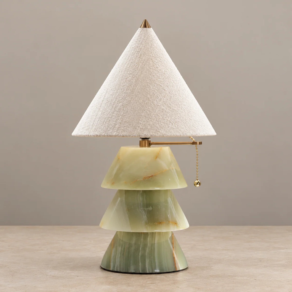 Pagoda Collection | Table Lamp with Tiered Green Onyx Base | Elegant Ambient Lighting for Living Room and Bedroom 0