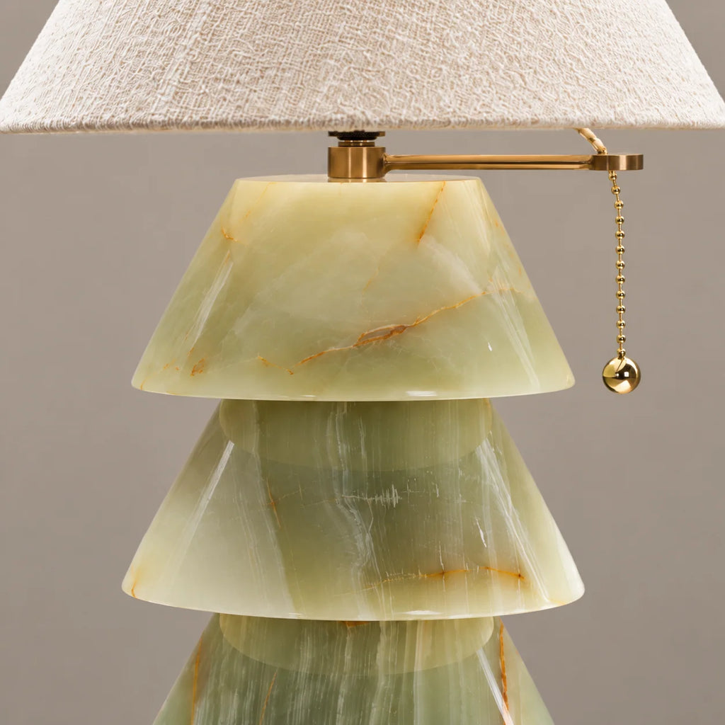 Pagoda Collection | Table Lamp with Tiered Green Onyx Base | Elegant Ambient Lighting for Living Room and Bedroom 2