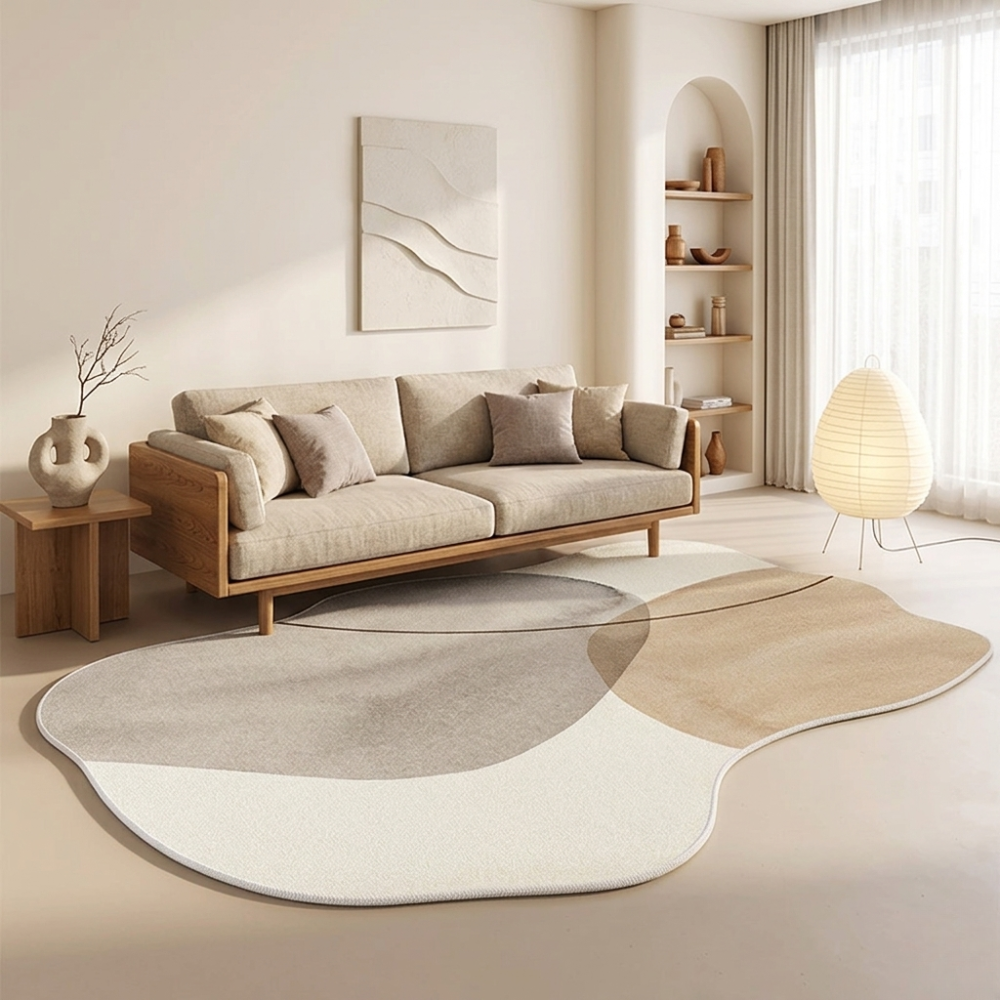Plush Area Rug | Washable Non-Slip Backing with Japanese-Inspired Design | Cozy Comfort for Living Rooms 1