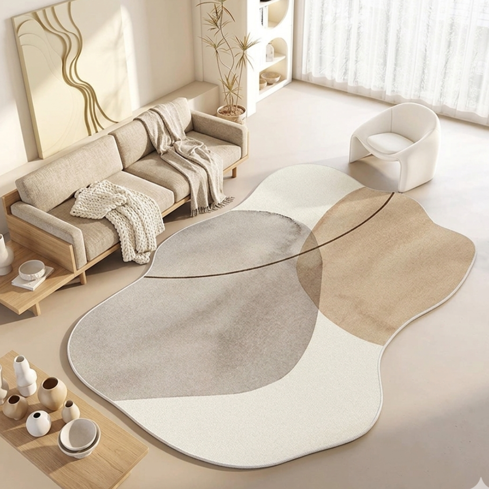 Plush Area Rug | Washable Non-Slip Backing with Japanese-Inspired Design | Cozy Comfort for Living Rooms 3