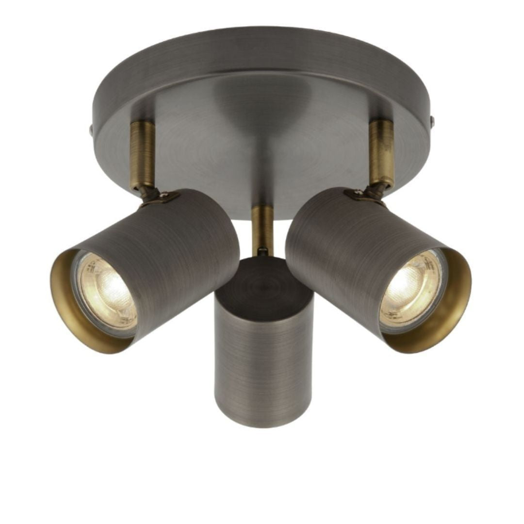Rustic Ceiling Light | Flush Mount LED Fixture with Antique Brass Accents | Dimmable Design for Warm Ambiance 1