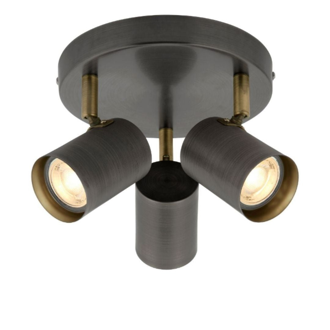 Rustic Ceiling Light | Flush Mount LED Fixture with Antique Brass Accents | Dimmable Design for Warm Ambiance 2