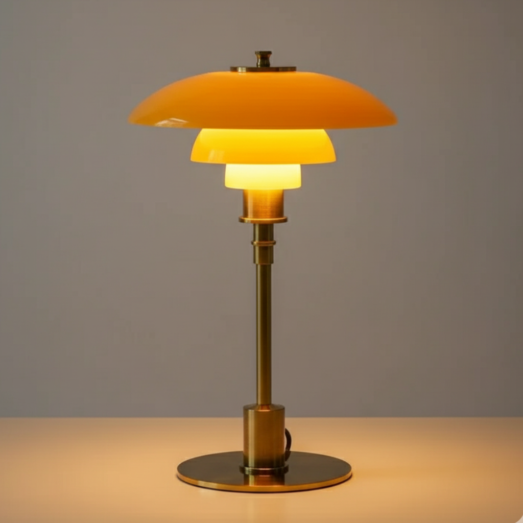 Scandinavian Glass Table Lamp with Warm LED Light | Minimalist Design for Cozy Bedside or Desk Illumination