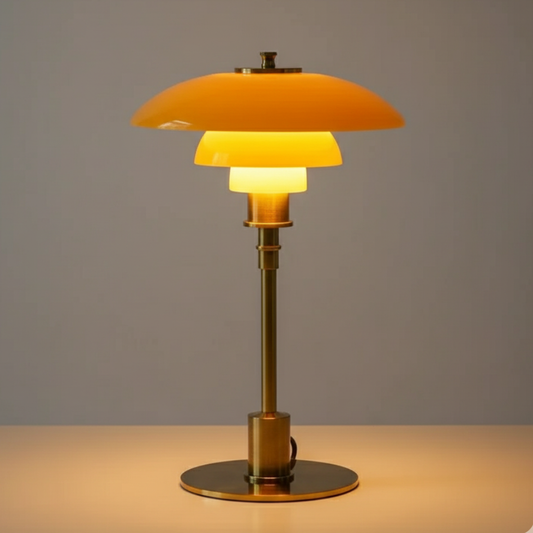 Scandinavian Glass Table Lamp with Warm LED Light | Minimalist Design for Cozy Bedside or Desk Illumination
