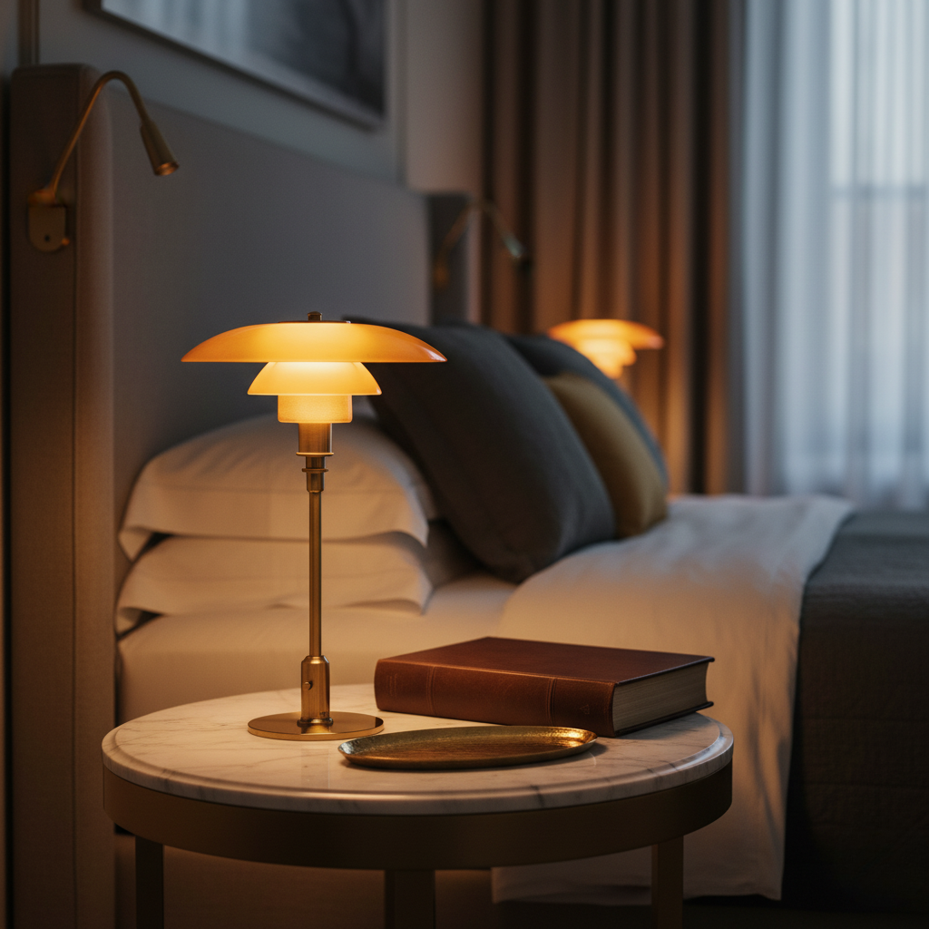 Scandinavian Glass Table Lamp with Warm LED Light | Minimalist Design for Cozy Bedside or Desk Illumination