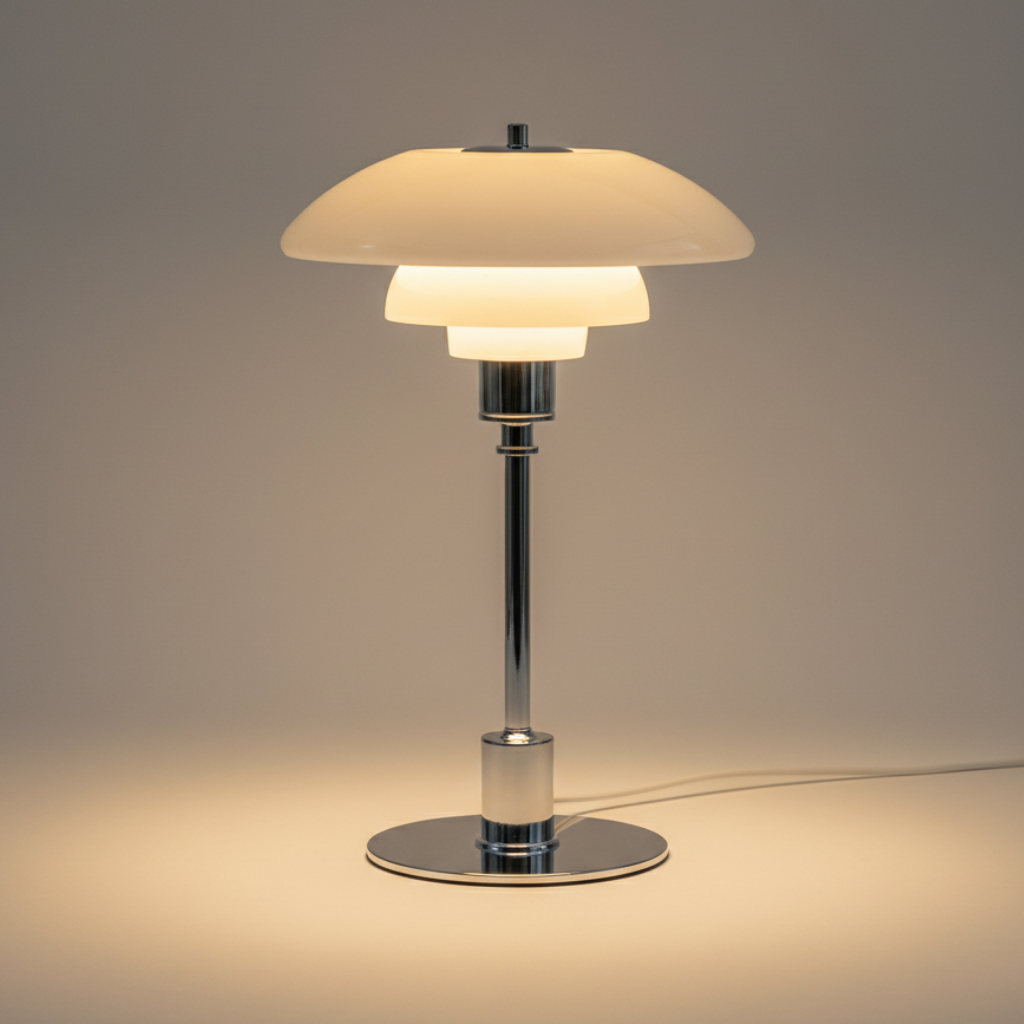 Scandinavian Glass Table Lamp with Warm LED Light | Minimalist Design for Cozy Bedside or Desk Illumination