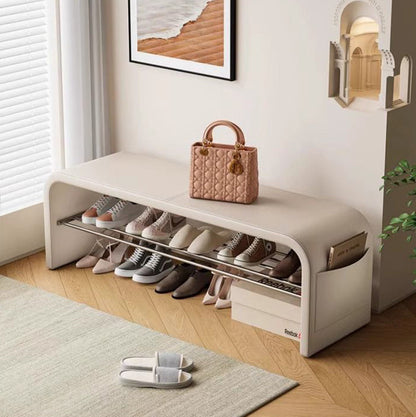 Scandinavian Shoe Storage Bench with Comfortable Cushion Seat | Stylish Entryway Furniture for Organized Spaces 2