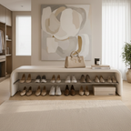 Scandinavian Shoe Storage Bench with Comfortable Cushion Seat | Stylish Entryway Furniture for Organized Spaces 6