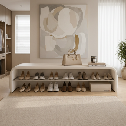 Scandinavian Shoe Storage Bench with Comfortable Cushion Seat | Stylish Entryway Furniture for Organized Spaces 6