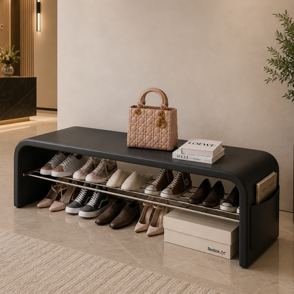 Scandinavian Shoe Storage Bench with Comfortable Cushion Seat | Stylish Entryway Furniture for Organized Spaces 7