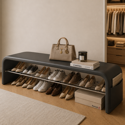 Scandinavian Shoe Storage Bench with Comfortable Cushion Seat | Stylish Entryway Furniture for Organized Spaces 9