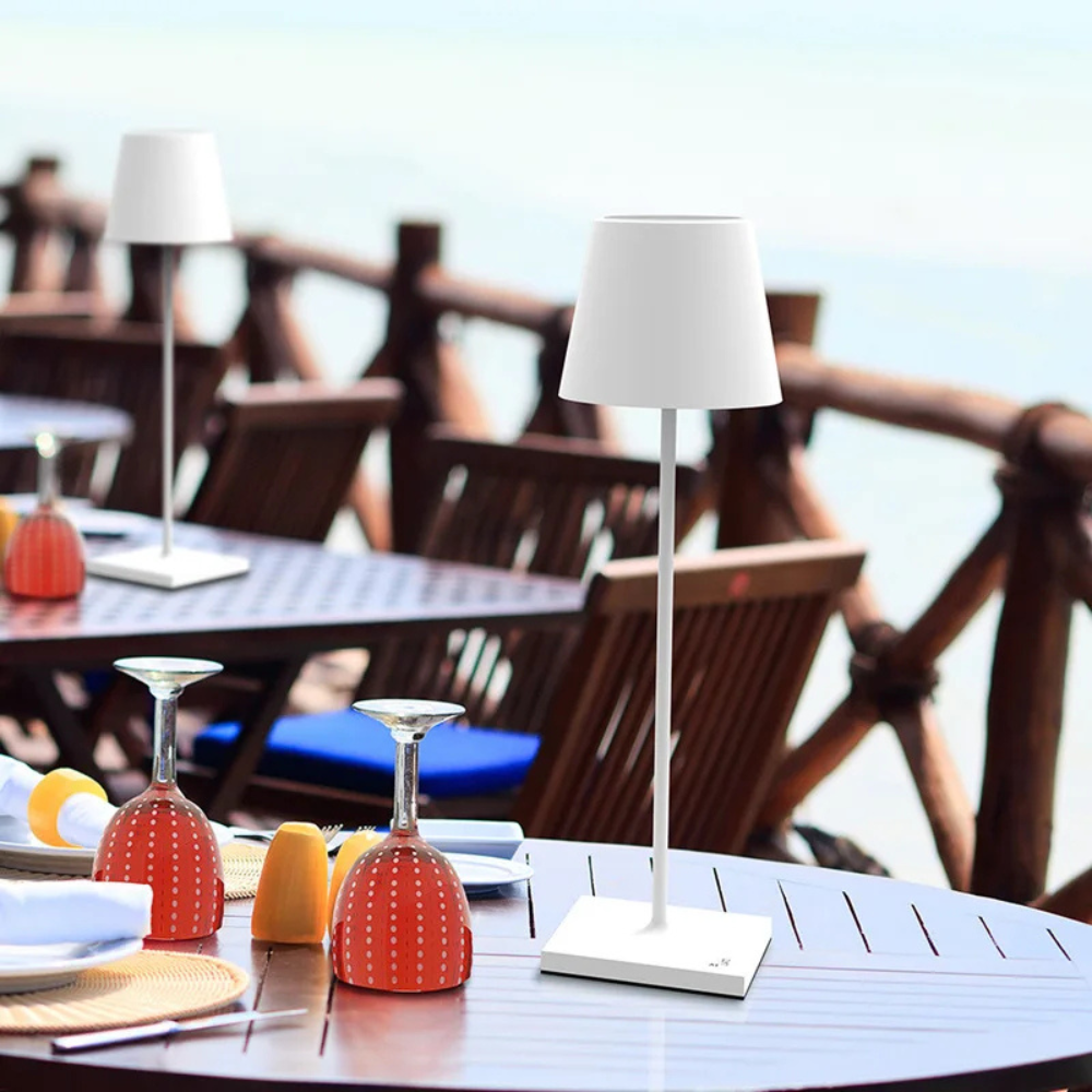 Scandinavian Style Cordless Table Lamp with Touch Control | Dimmable Bedside Lighting for Indoor & Outdoor Use