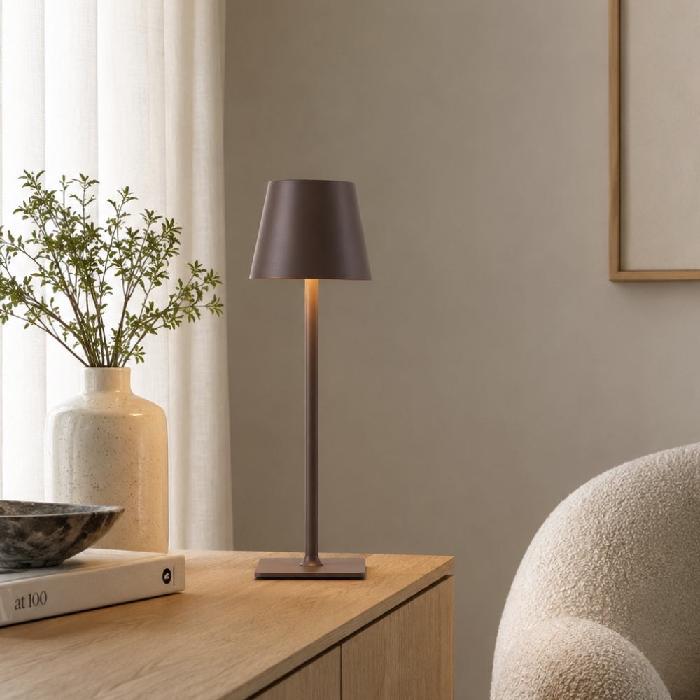 Scandinavian Style Cordless Table Lamp with Touch Control | Dimmable Bedside Lighting for Indoor & Outdoor Use