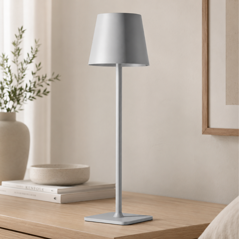 Scandinavian Style Cordless Table Lamp with Touch Control | Dimmable Bedside Lighting for Indoor & Outdoor Use