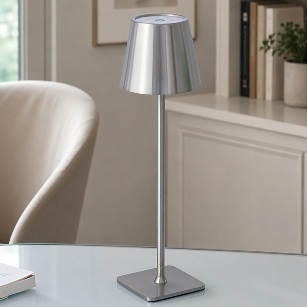 Scandinavian Style Cordless Table Lamp with Touch Control | Dimmable Bedside Lighting for Indoor & Outdoor Use