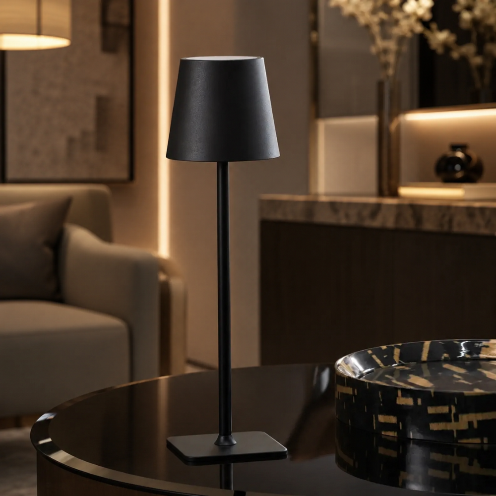Scandinavian Style Cordless Table Lamp with Touch Control | Dimmable Bedside Lighting for Indoor & Outdoor Use