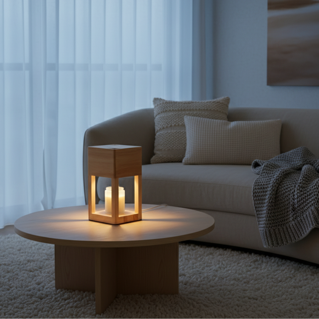 Scandinavian Wooden Candle Warmer Lamp with Timer & Dimmer | Electric Candle Heater Light for Cozy Ambiance