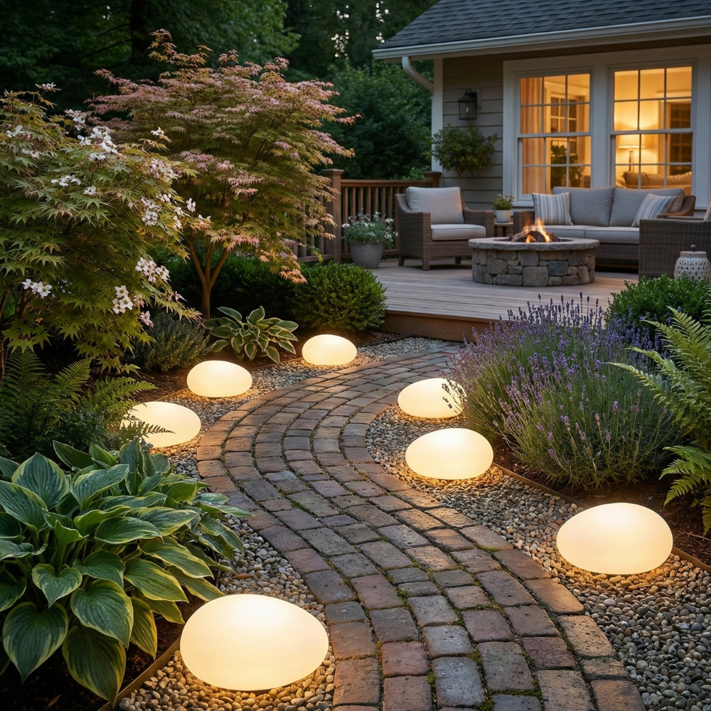 Solar Garden Lights | Outdoor Pebble Stone Light with Waterproof Design | Energy-Efficient Illumination for Patios and Pathways 0