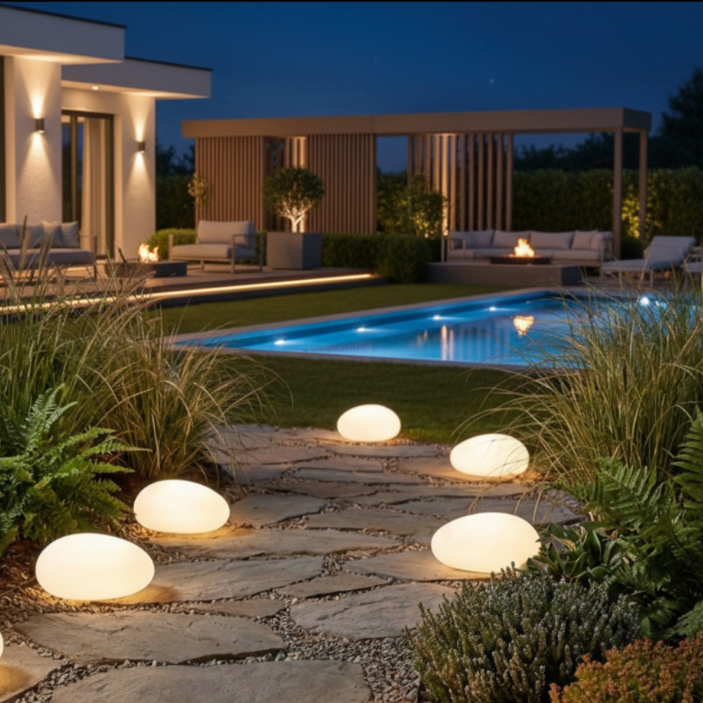 Solar Garden Lights | Outdoor Pebble Stone Light with Waterproof Design | Energy-Efficient Illumination for Patios and Pathways 1