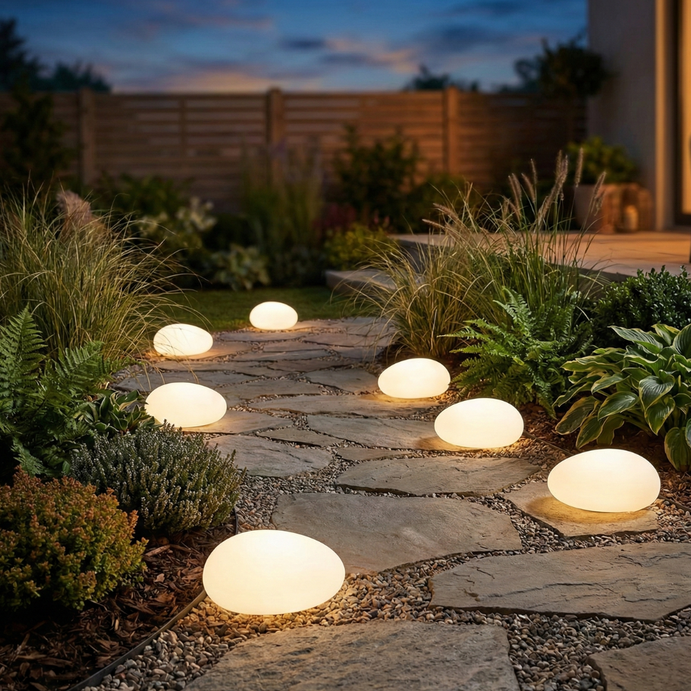 Solar Garden Lights | Outdoor Pebble Stone Light with Waterproof Design | Energy-Efficient Illumination for Patios and Pathways 2