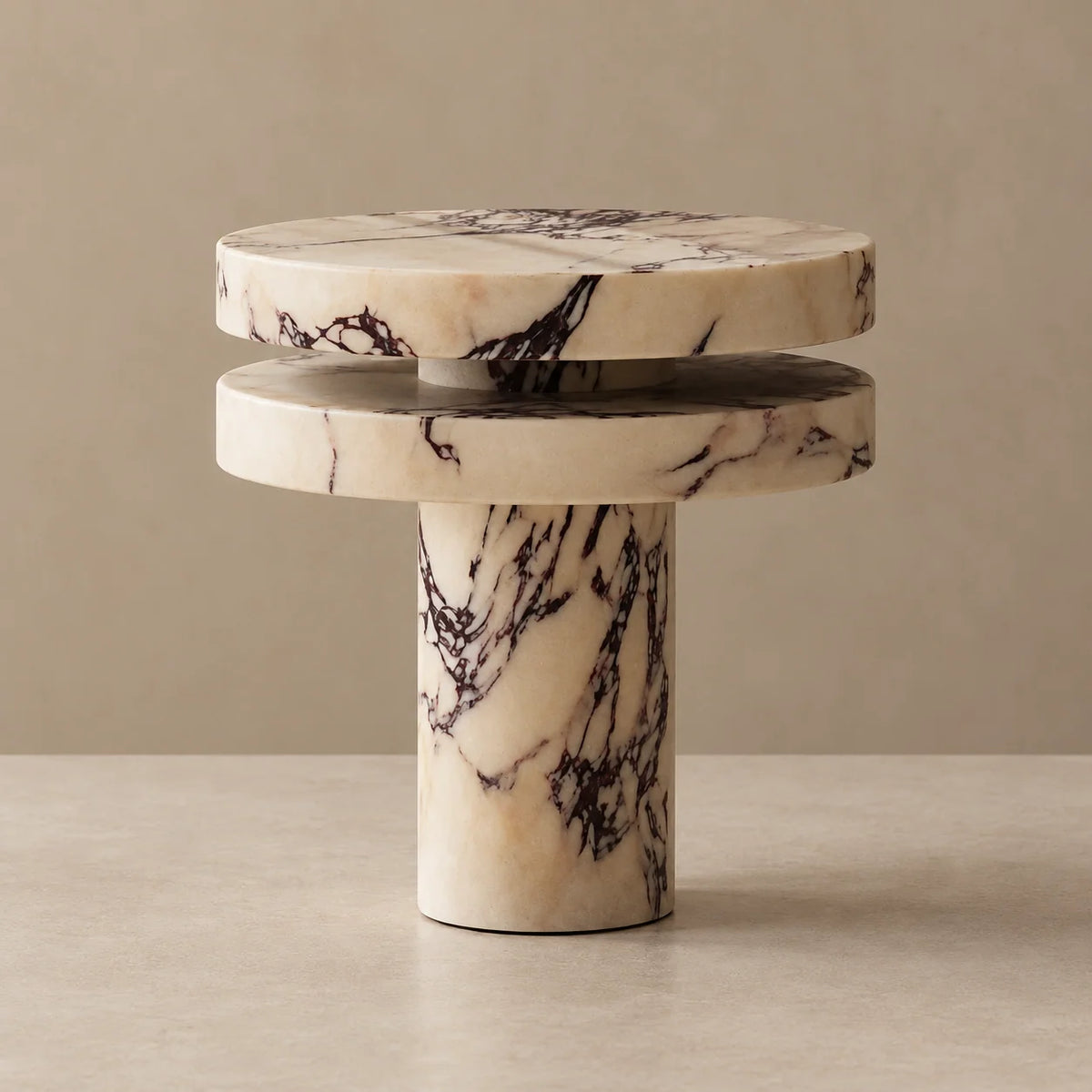 Stacked Marble Table Lamp with Solid Stone Slabs | Natural Veining Design for Ambient Lighting 0