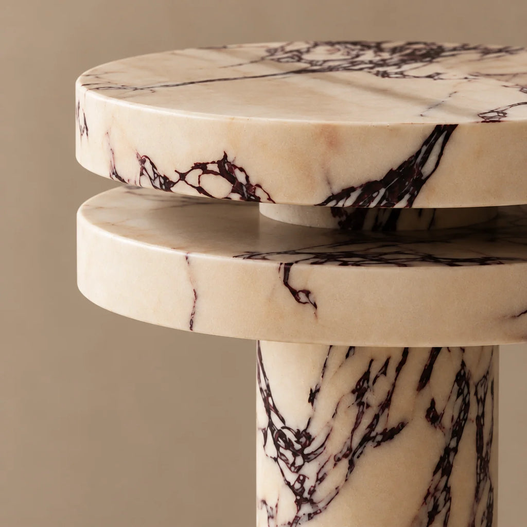 Stacked Marble Table Lamp with Solid Stone Slabs | Natural Veining Design for Ambient Lighting 2