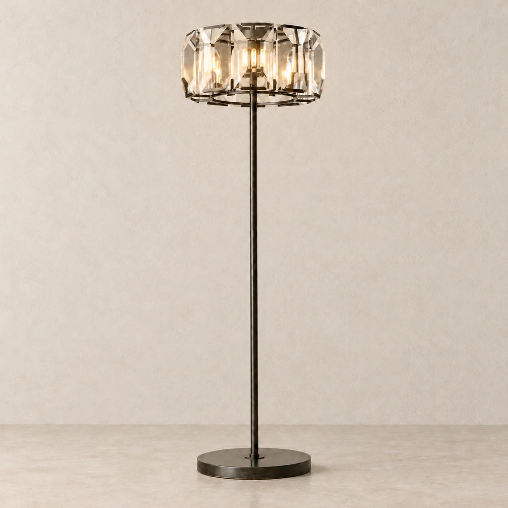 Trieste Collection | Modern Floor Lamp with Stainless Steel & Crystal Shade | Art Deco Design for Elegant Ambient Lighting 1