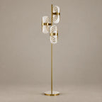 Tris Collection | Modern Floor Lamp with Glass Shades & Brass Finish | Stylish Ambient Lighting for Living Rooms 0