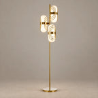 Tris Collection | Modern Floor Lamp with Glass Shades & Brass Finish | Stylish Ambient Lighting for Living Rooms 1
