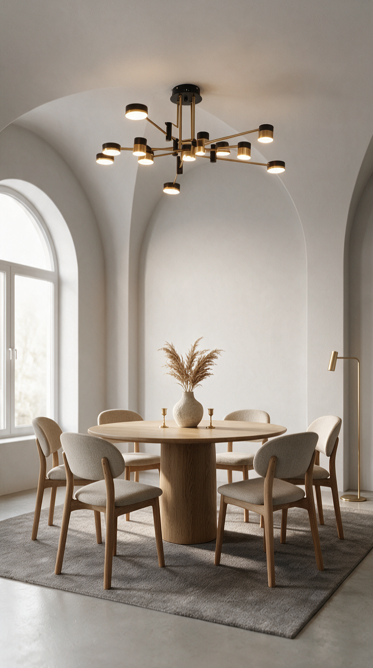 Sculptural Ceiling Chandelier | Modern Dining Room Fixture with LED Lighting | Stylish Design for Versatile Illumination