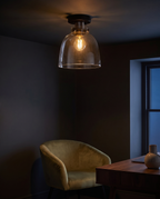 Urban Collection flush mount ceiling light - moody bedroom/office dusk