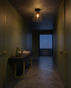 Urban Collection flush mount ceiling light - moody hallway/kitchen dusk
