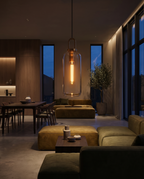 Elegant Glass Pendant Light - moody hospitality dusk