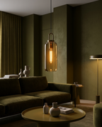 Elegant Glass Pendant Light - moody living/dining dusk