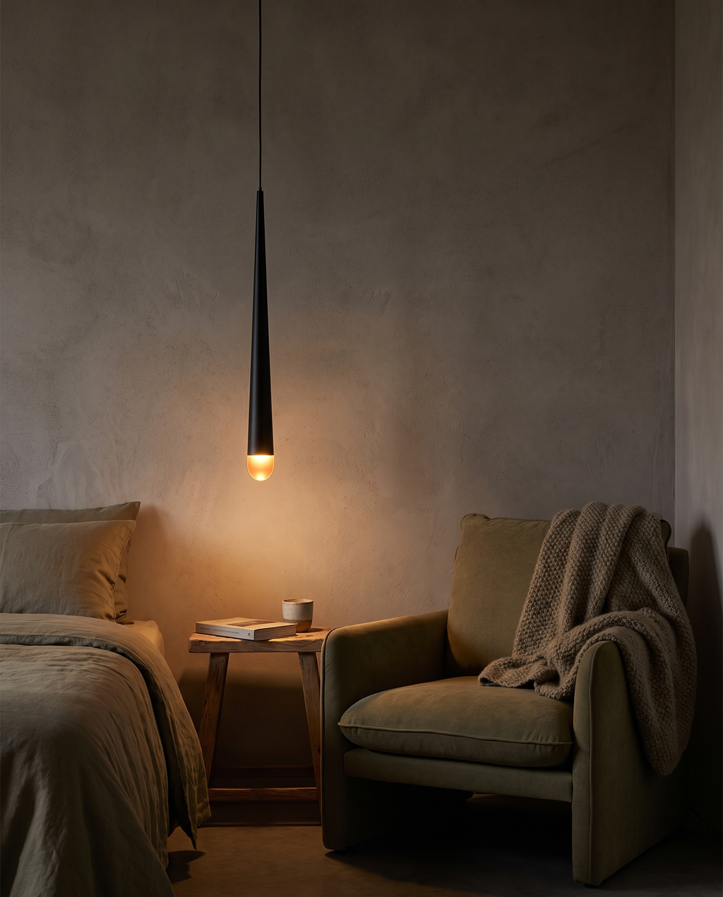 Elegant Teardrop - moody bedroom nook dusk