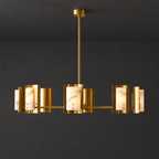 Multi-Arm Alabaster Chandelier on a dark charcoal grey studio ceiling backdrop