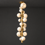 Alabaster Sphere Cluster Chandelier on a dark charcoal grey studio ceiling backdrop