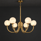 Multi-Globe Alabaster Chandelier on a dark charcoal grey studio ceiling backdrop