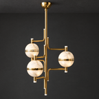Suspended Alabaster Chandelier for High Ceilings on a dark charcoal grey studio ceiling backdrop
