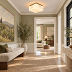 Square Alabaster Flush Mount Light in a styled room setting