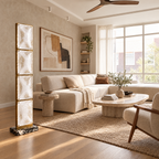 Frosted Glass Panel Floor Lamp in a styled room setting